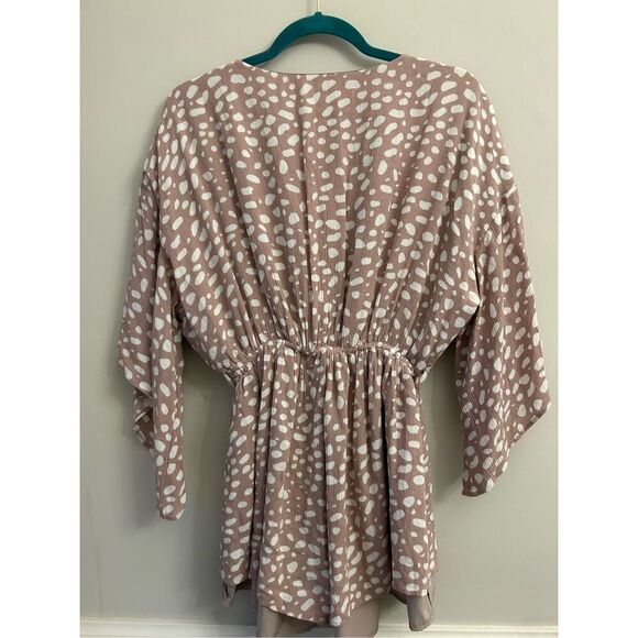 Pink Lily Polka Dot Romper Size S Taupe GUC - Picture 3 of 12